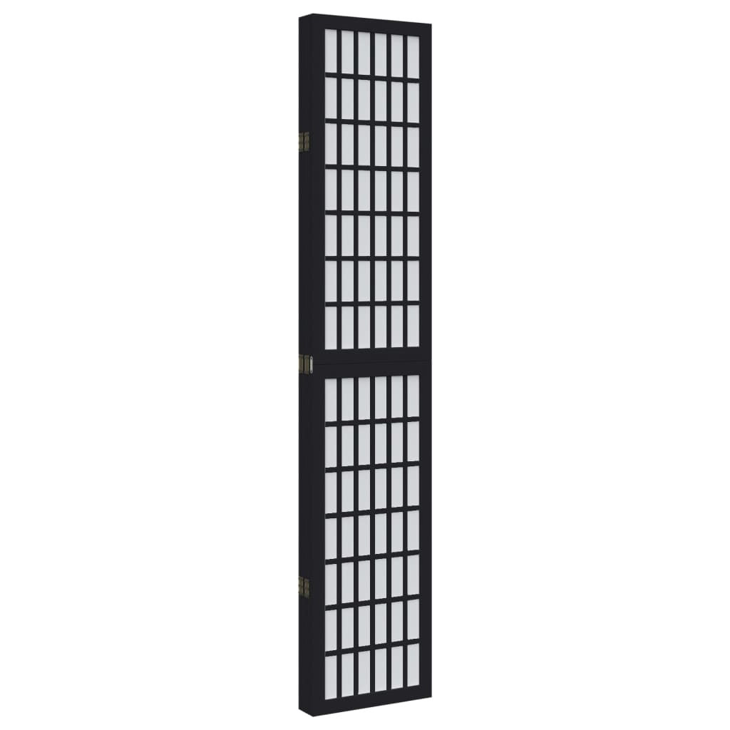 Room Divider 5 Panels Black Solid Wood Paulownia